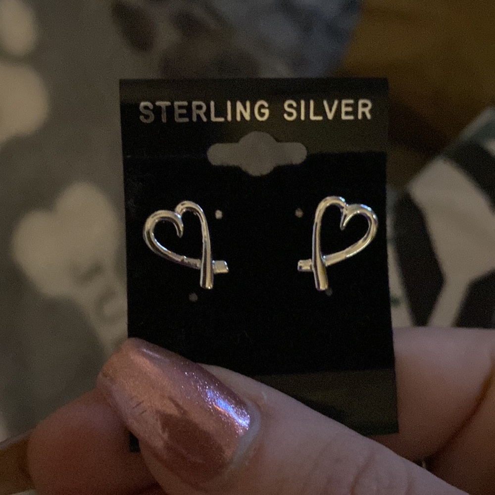 NWT Sterling silver heart earrings
